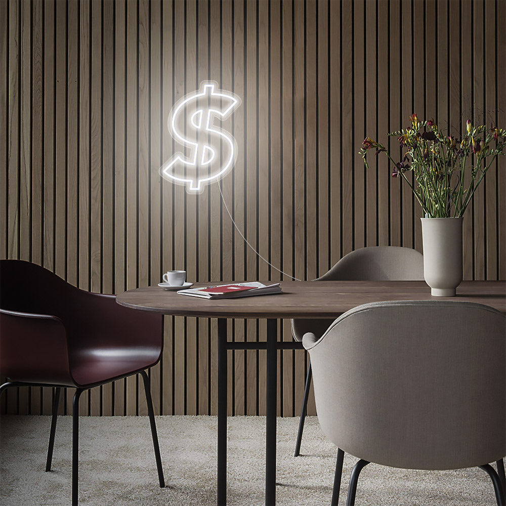 Mini Dollar Sign LED Neon Sign in Cool White
