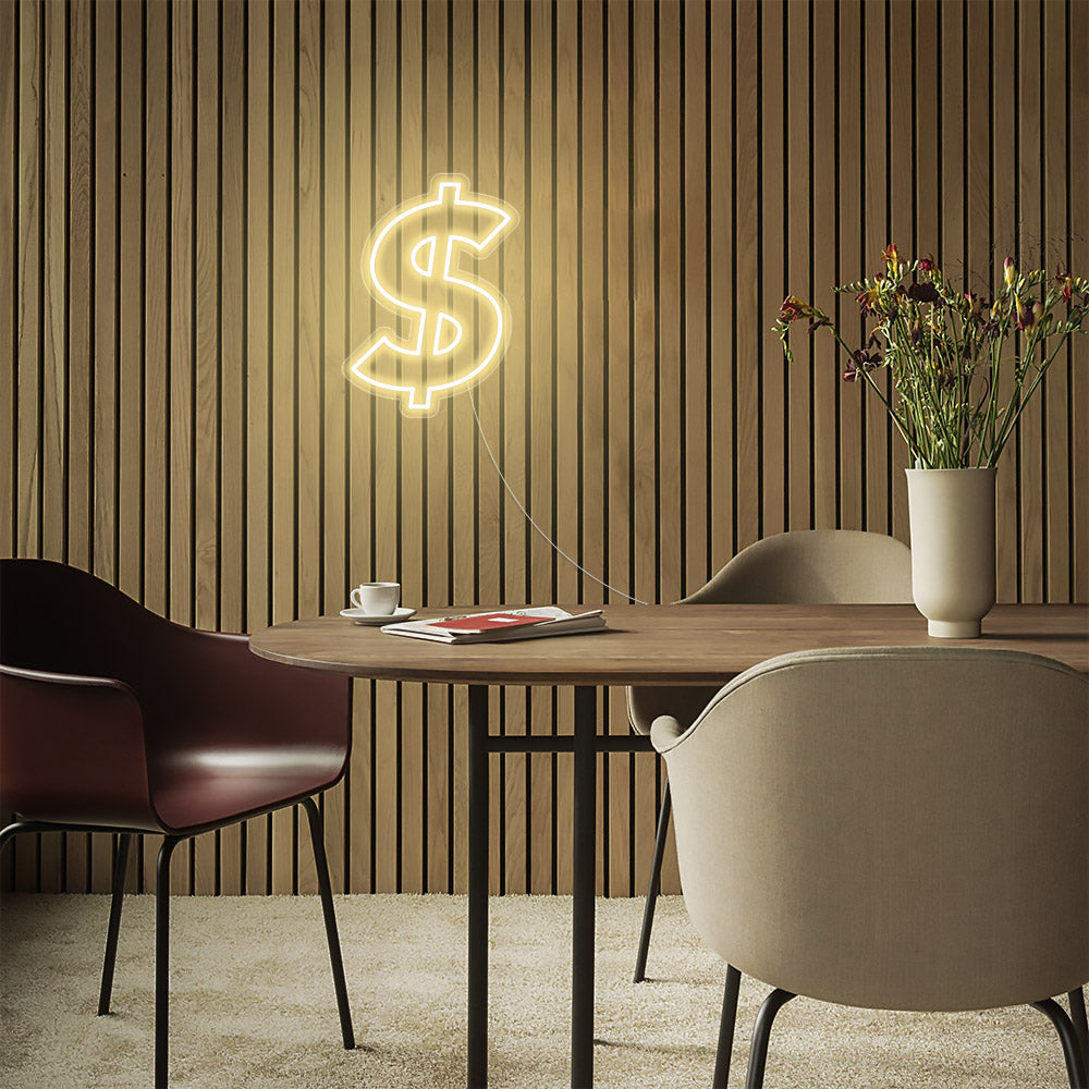 Mini Dollar Sign LED Neon Sign in Warm White