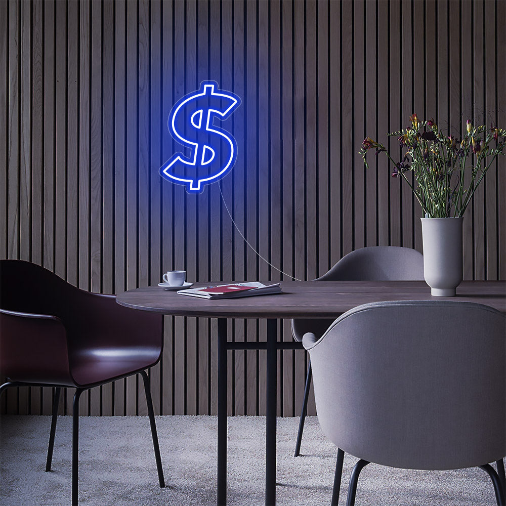 Mini Dollar Sign LED Neon Sign in Blue