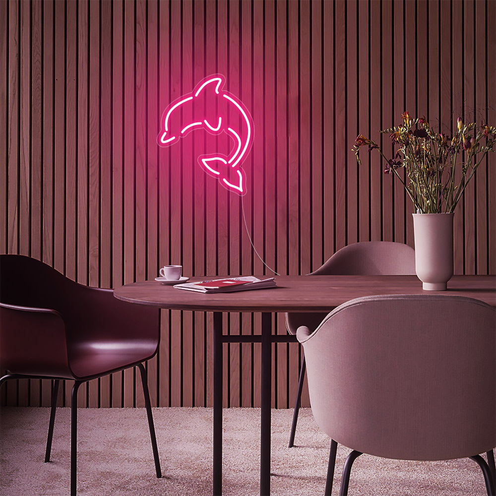 Mini Dolphin LED Neon Sign in Hot Pink