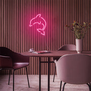Mini Dolphin LED Neon Sign in Hot Pink