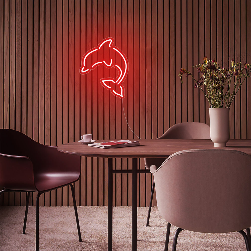 Mini Dolphin LED Neon Sign in Red