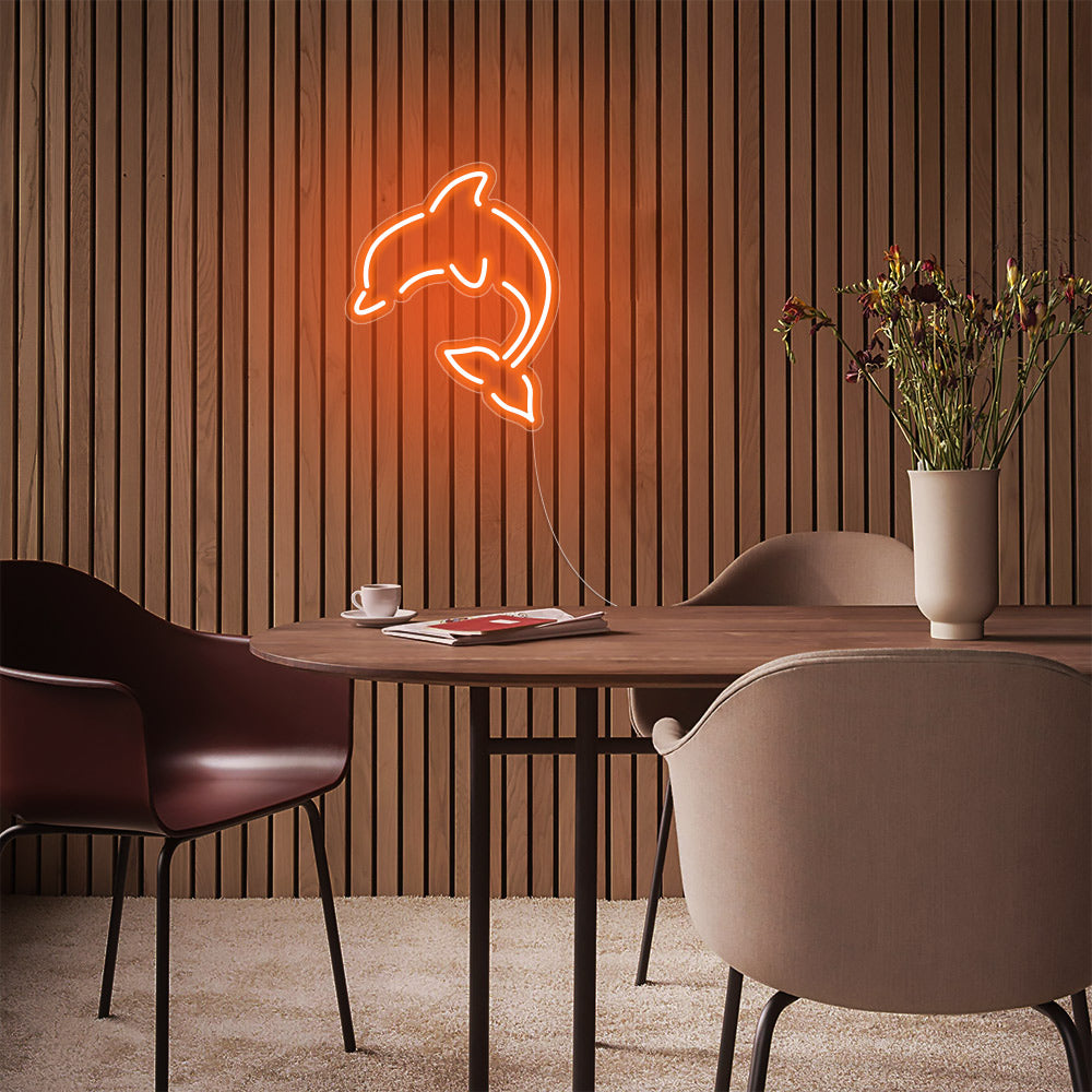 Mini Dolphin LED Neon Sign in Orange