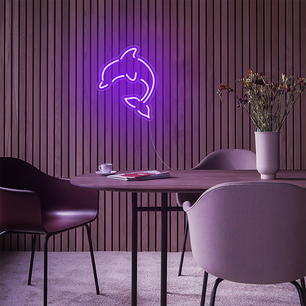 Mini Dolphin LED Neon Sign in Purple