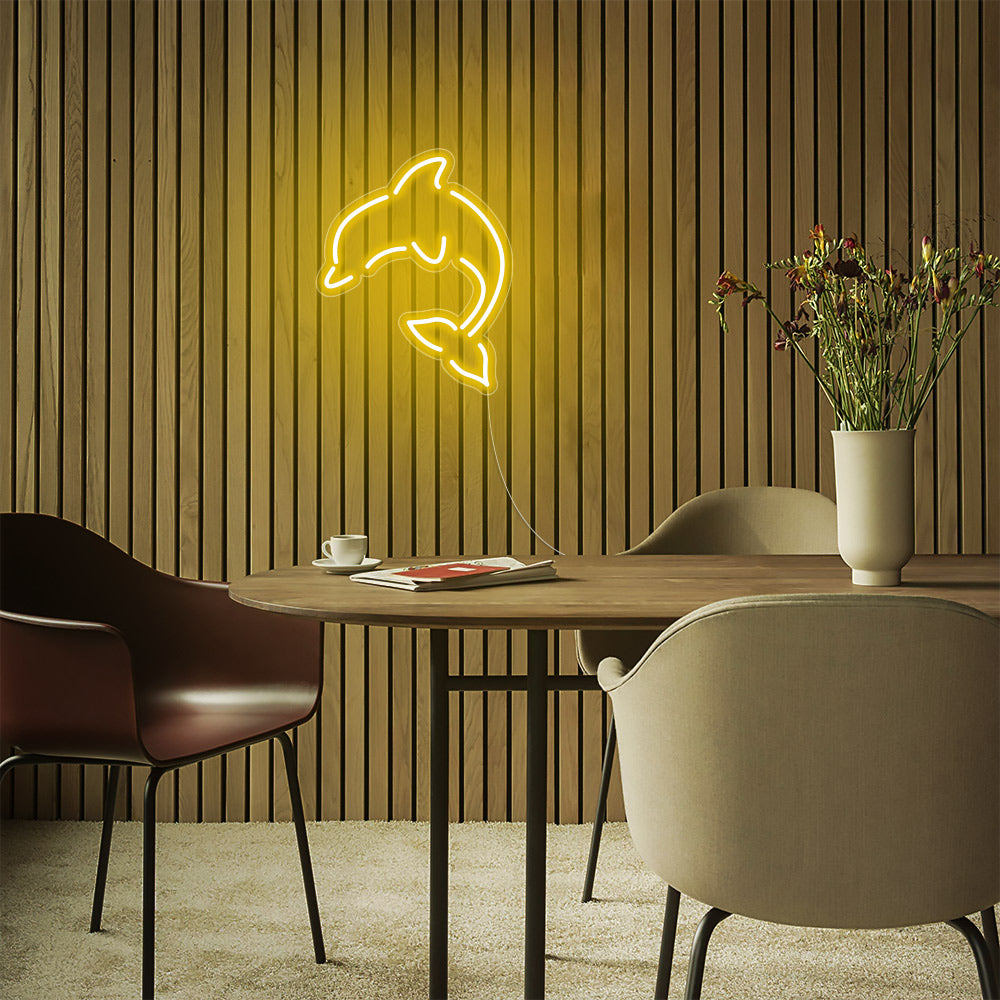 Mini Dolphin LED Neon Sign in Yellow