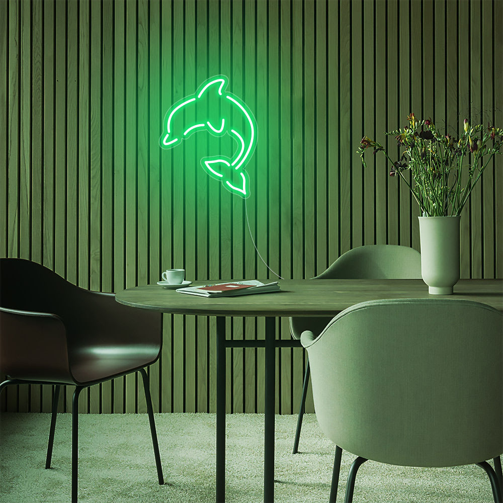 Mini Dolphin LED Neon Sign in Green