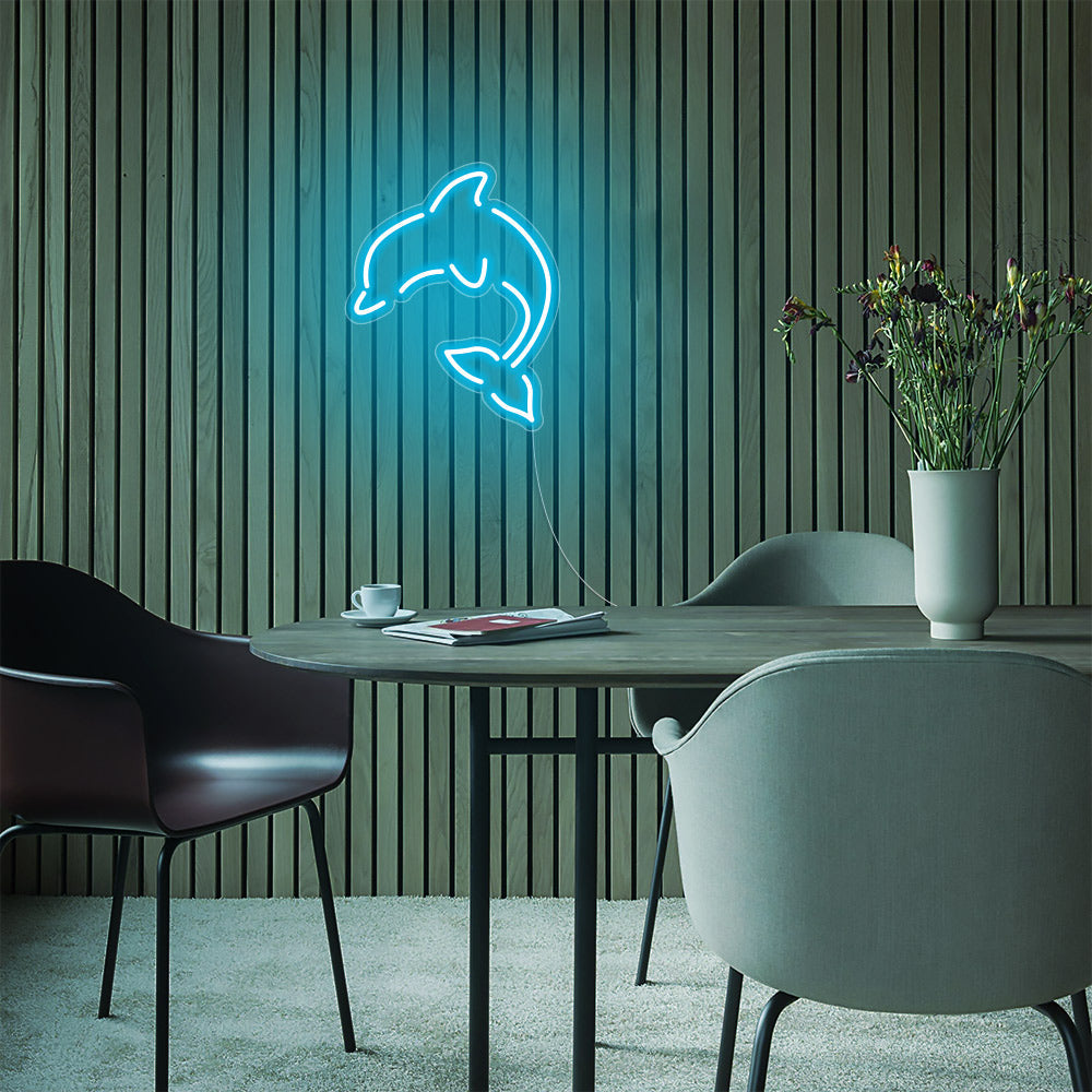 Mini Dolphin LED Neon Sign in Ice Blue