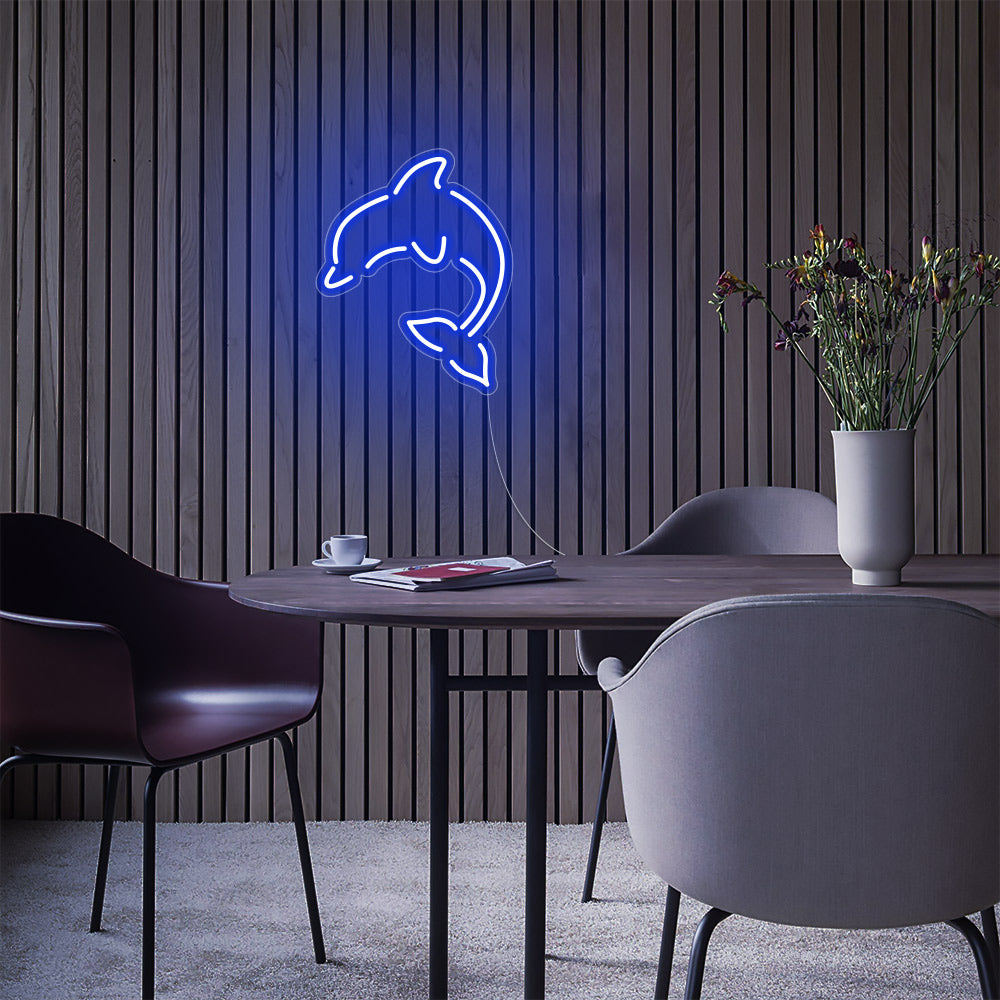 Mini Dolphin LED Neon Sign in Blue