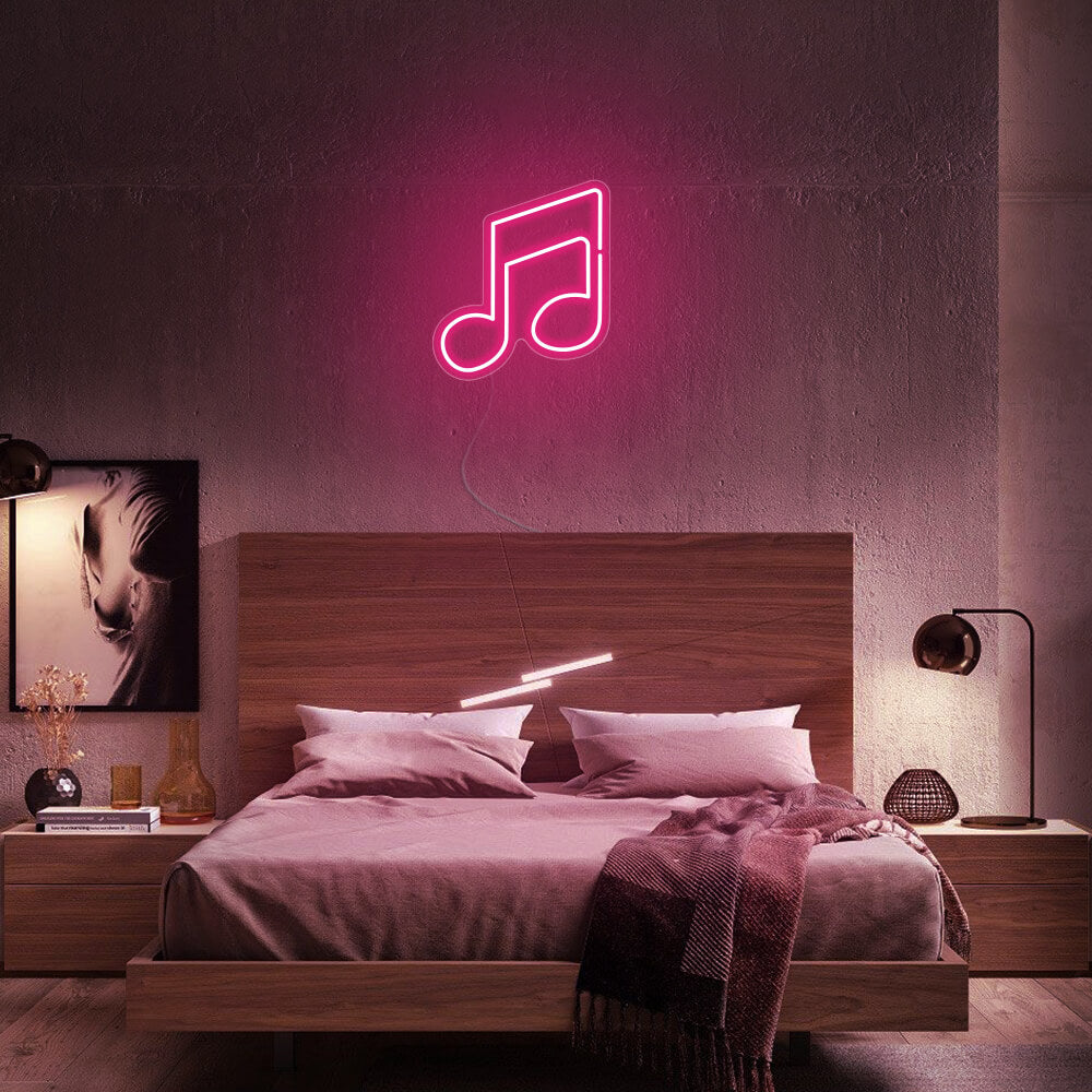 Mini Double Music Notes LED Neon Sign in Cool White
