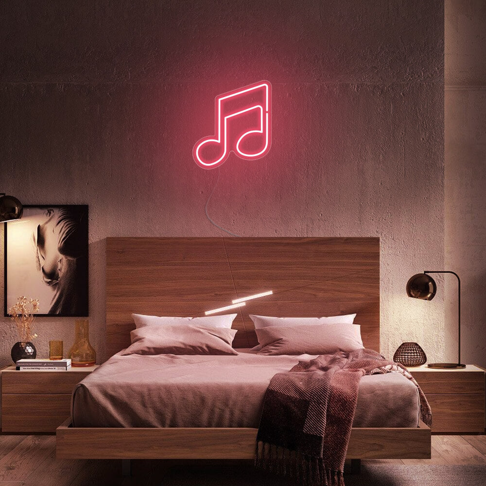 Mini Double Music Notes LED Neon Sign in Warm White