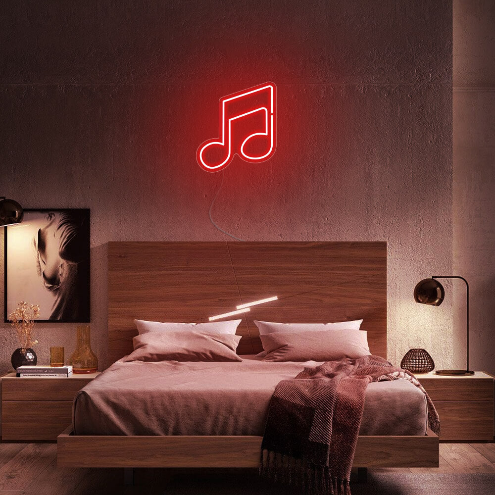 Mini Double Music Notes LED Neon Sign in Purple