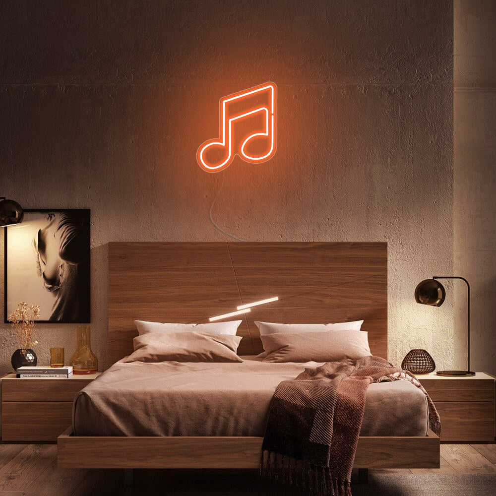Mini Double Music Notes LED Neon Sign in Yellow