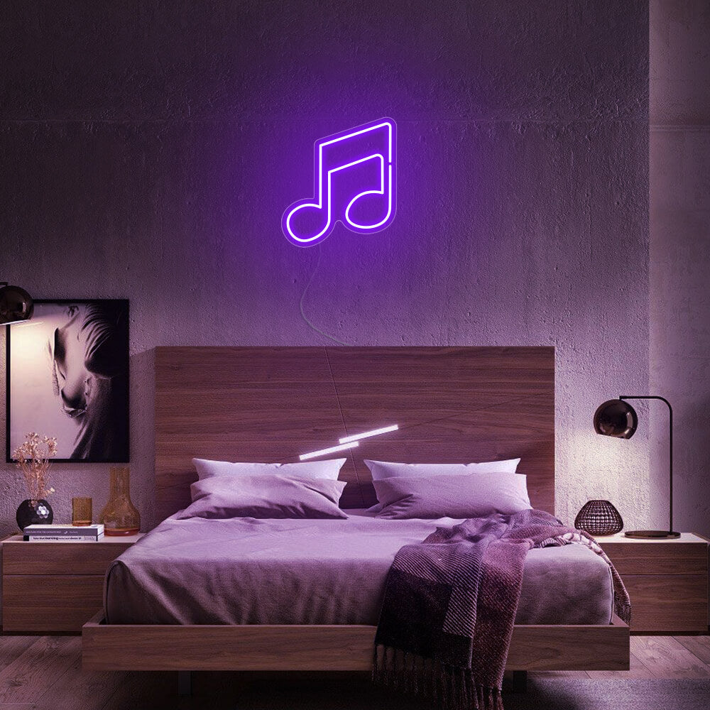Mini Double Music Notes LED Neon Sign in Green