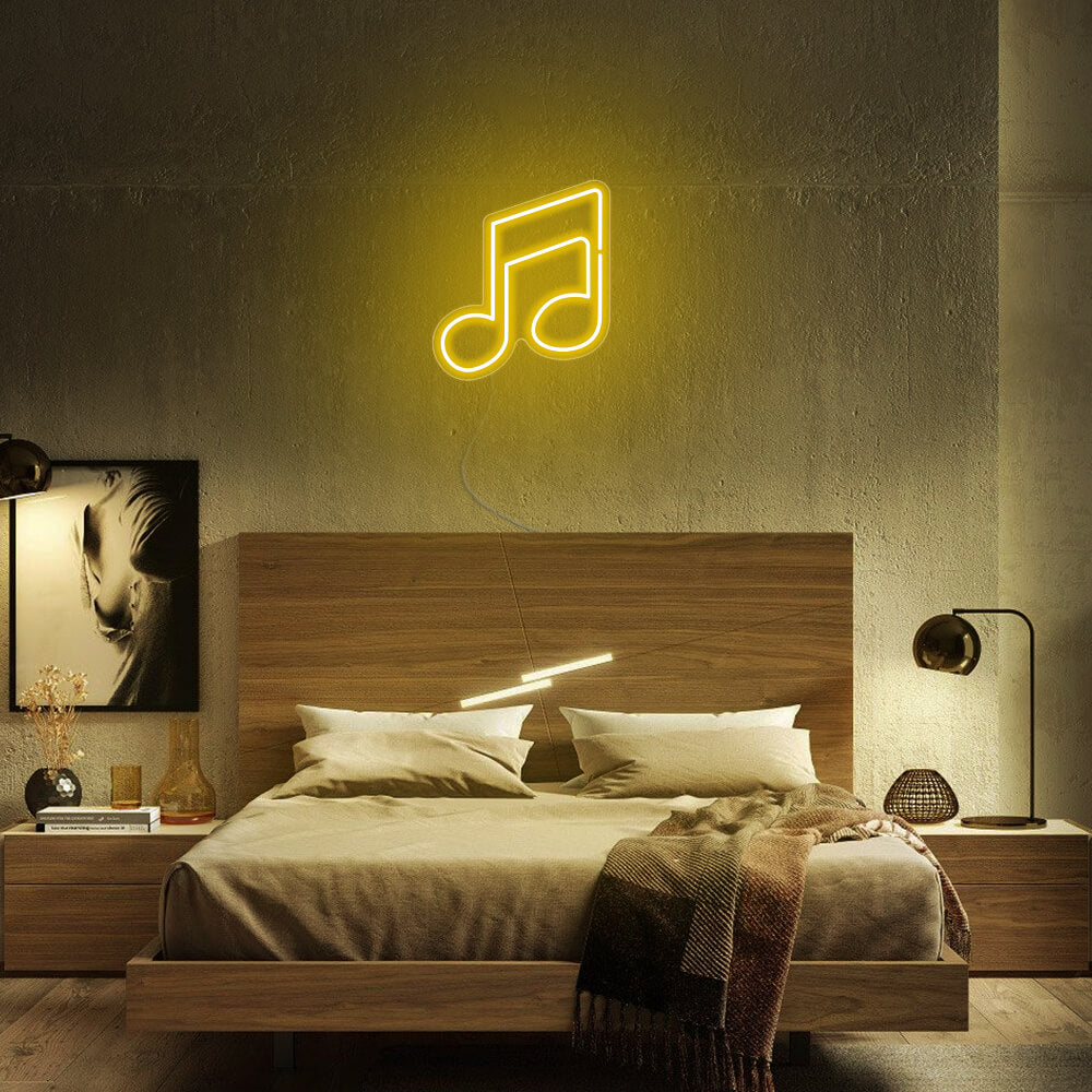 Mini Double Music Notes LED Neon Sign in Ice Blue