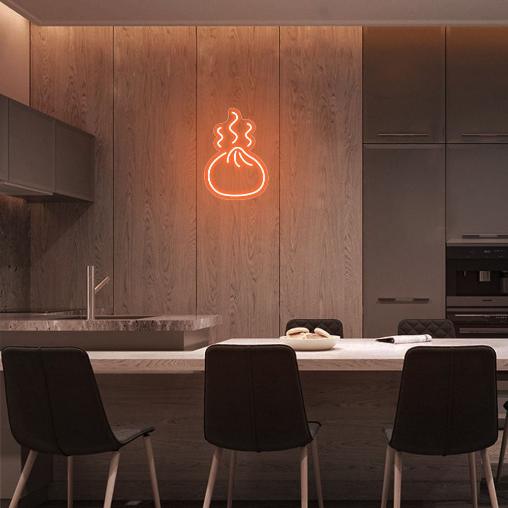 Mini Dumpling LED Neon Sign in Orange