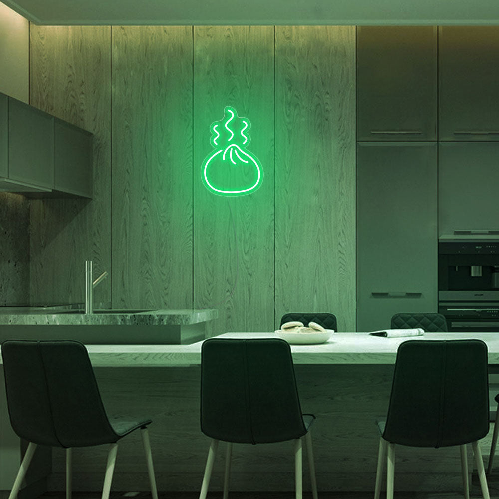 Mini Dumpling LED Neon Sign in Green