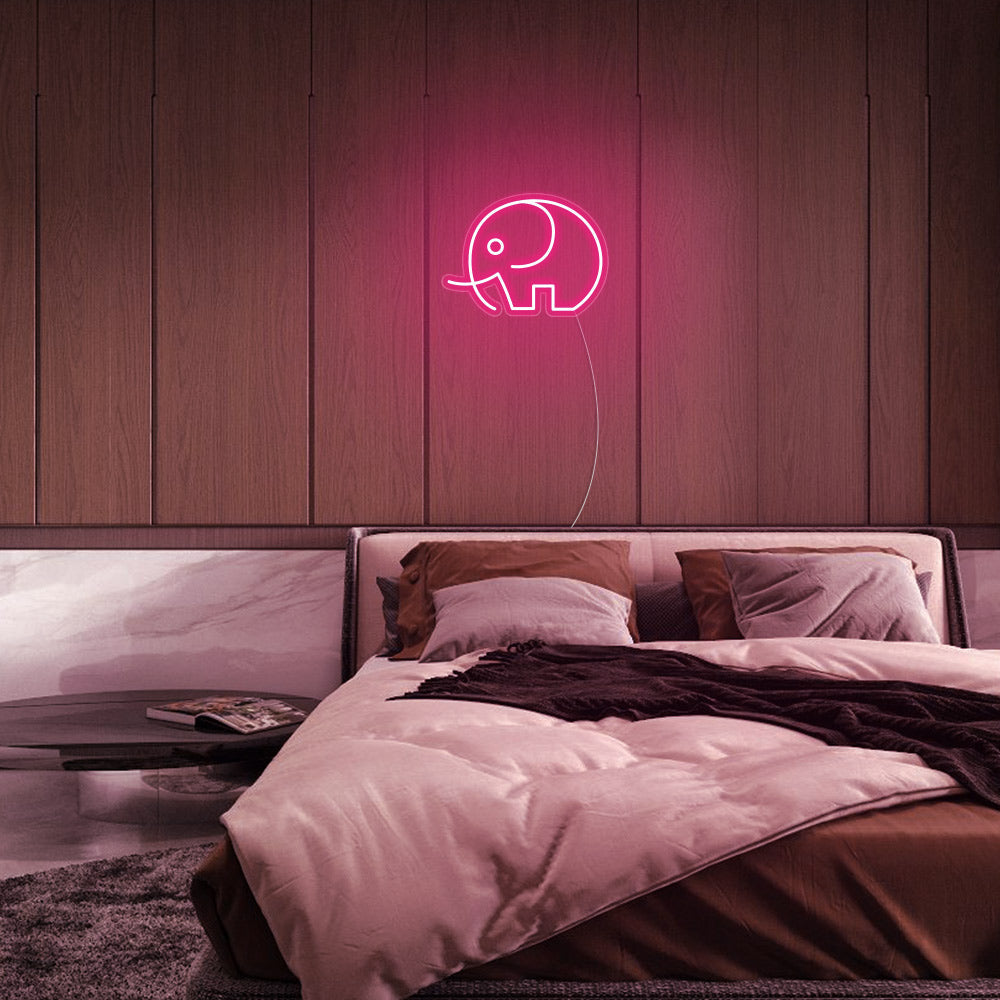 Mini Elephant LED Neon Sign in Hot Pink
