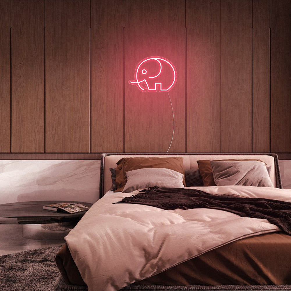 Mini Elephant LED Neon Sign in Light Pink
