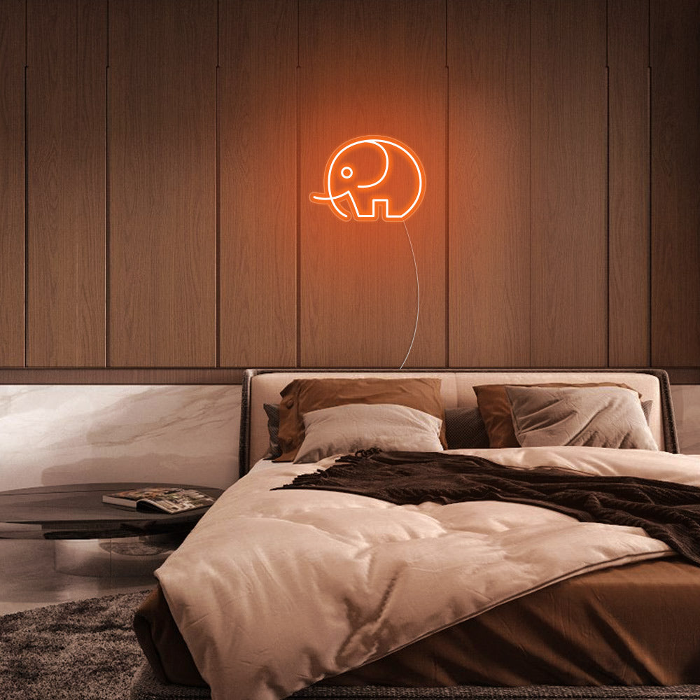 Mini Elephant LED Neon Sign in Orange