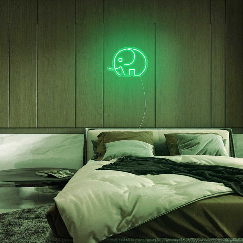 Mini Elephant LED Neon Sign in Green