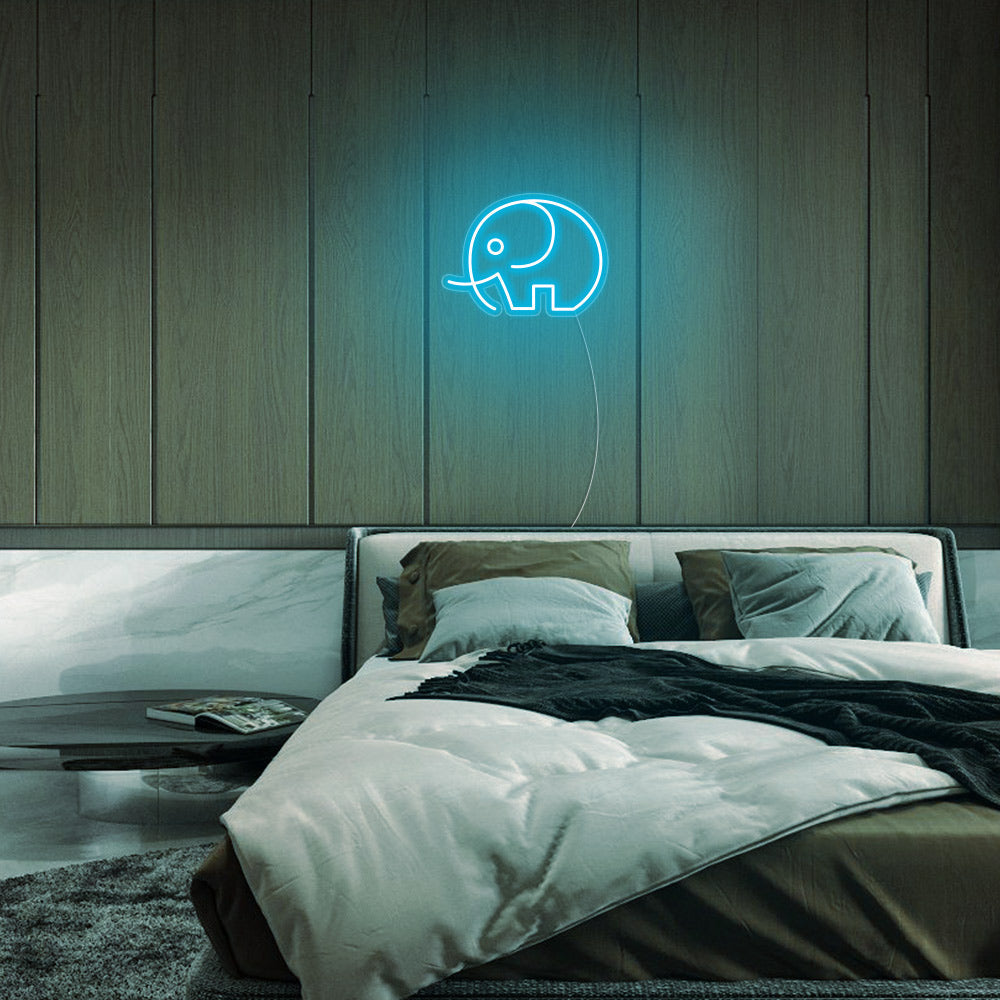 Mini Elephant LED Neon Sign in Ice Blue