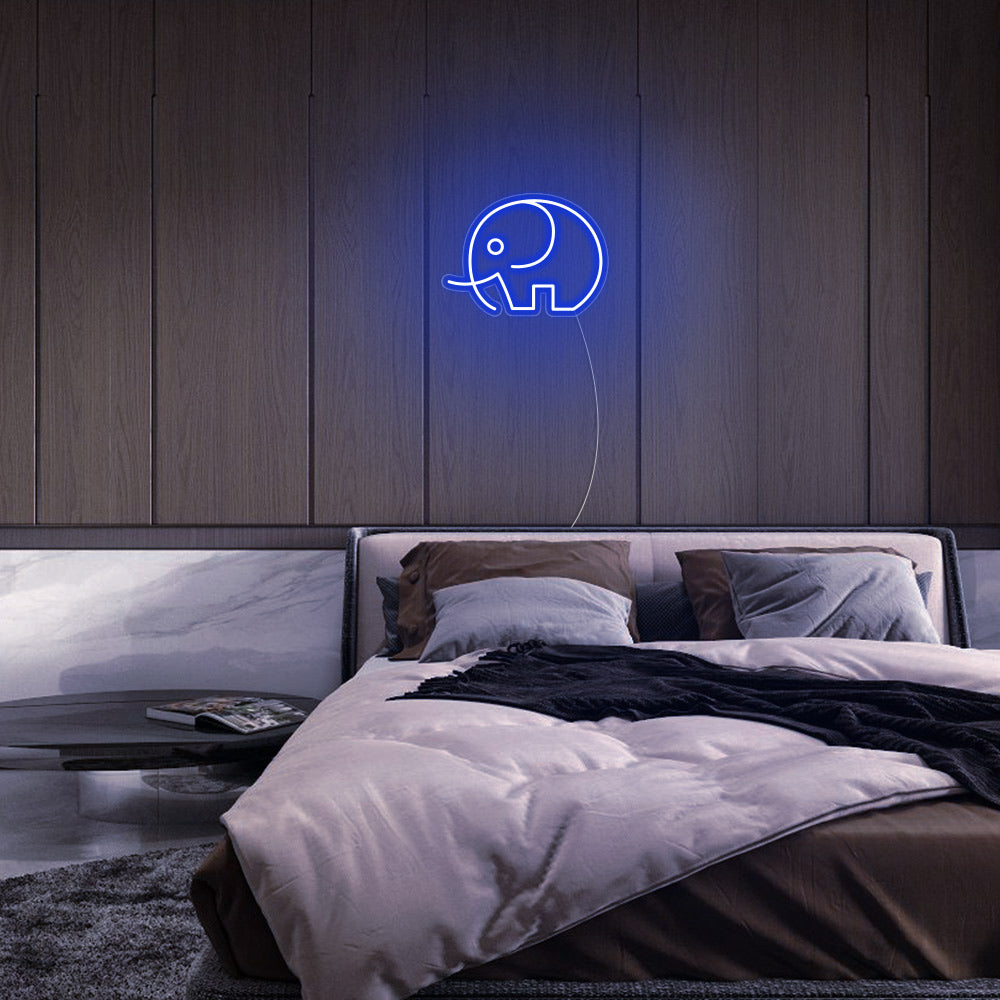 Mini Elephant LED Neon Sign in Blue
