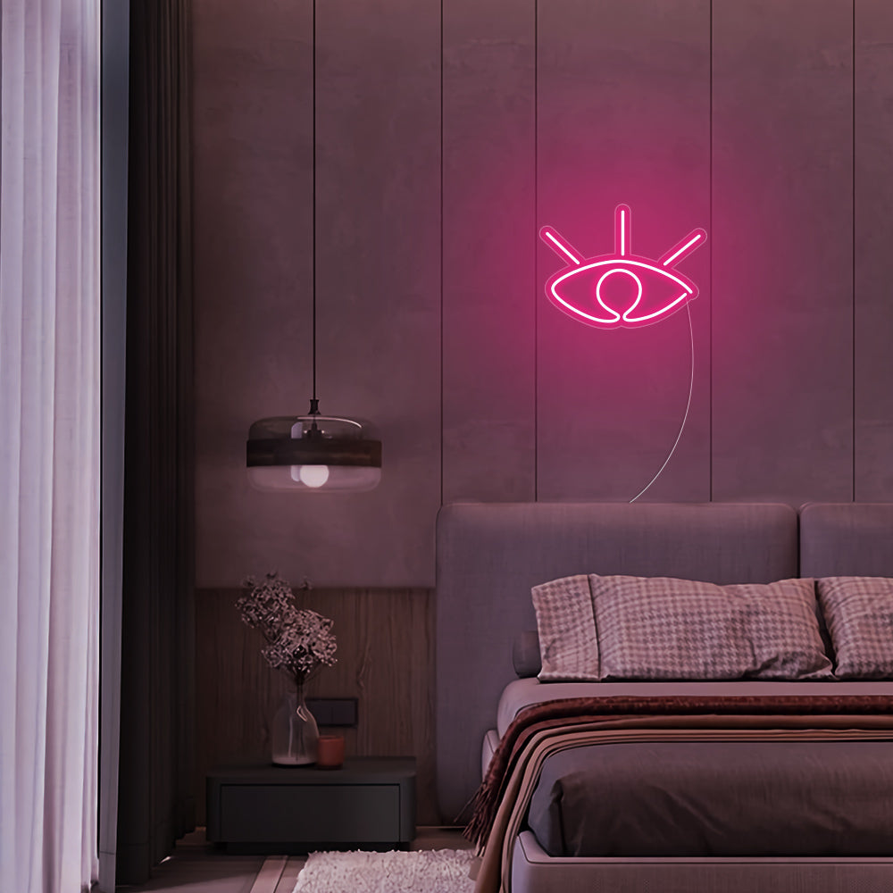 Mini Eye LED Neon Sign in Hot Pink