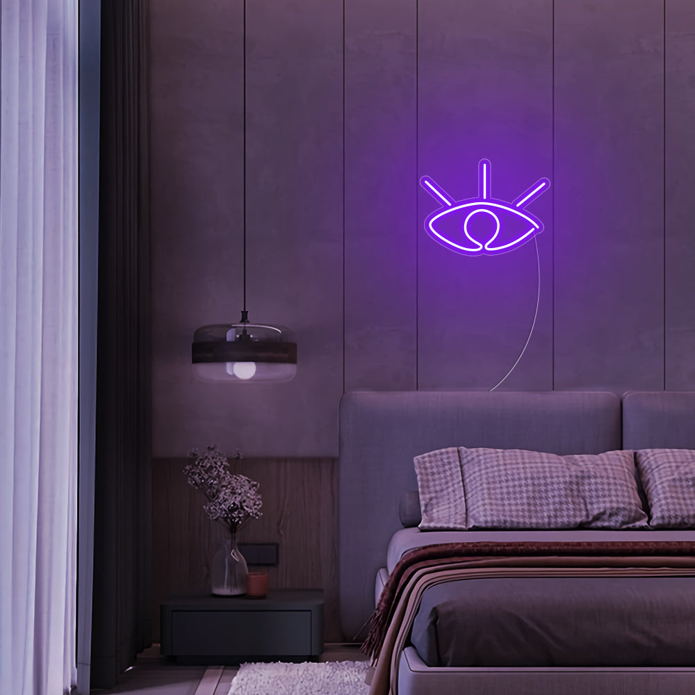 Mini Eye LED Neon Sign in Purple