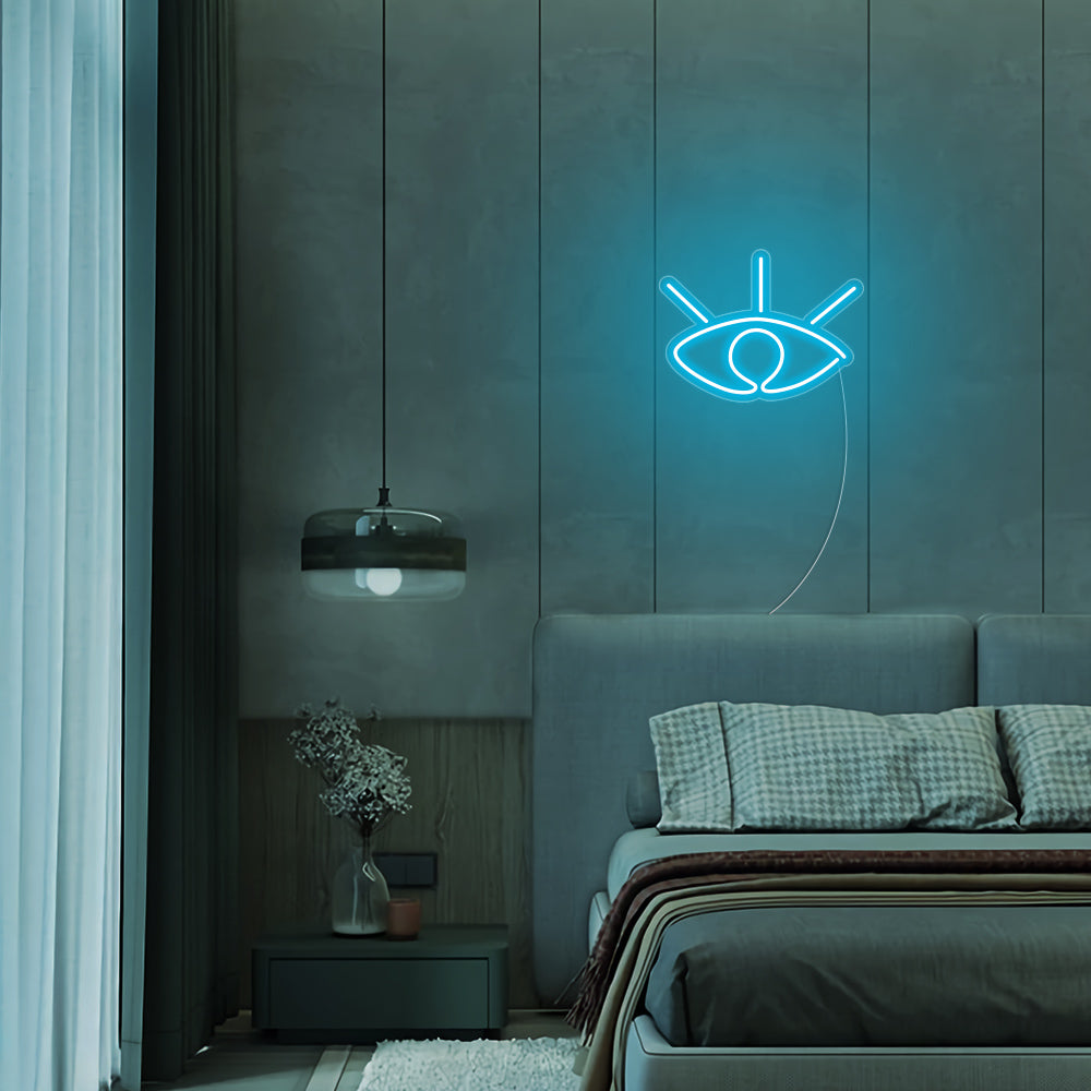 Mini Eye LED Neon Sign in Ice Blue