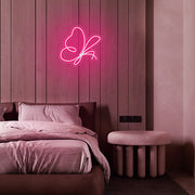 Mini Flying Butterfly LED Neon Sign in Hot Pink