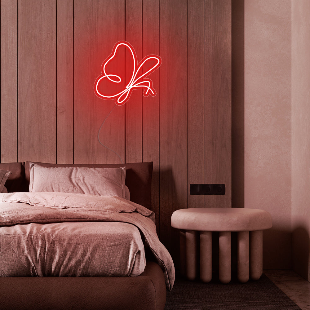 Mini Flying Butterfly LED Neon Sign in Red