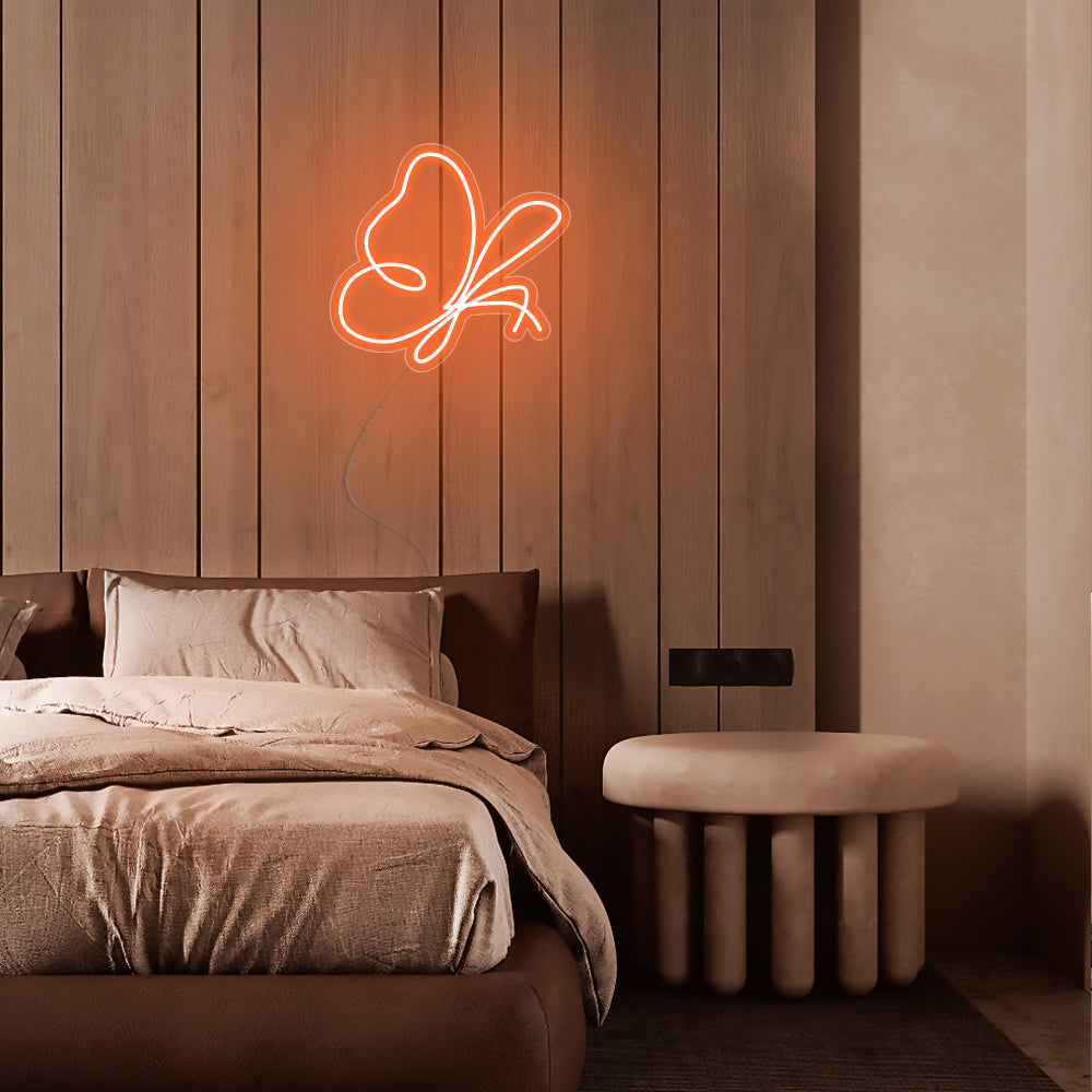 Mini Flying Butterfly LED Neon Sign in Orange