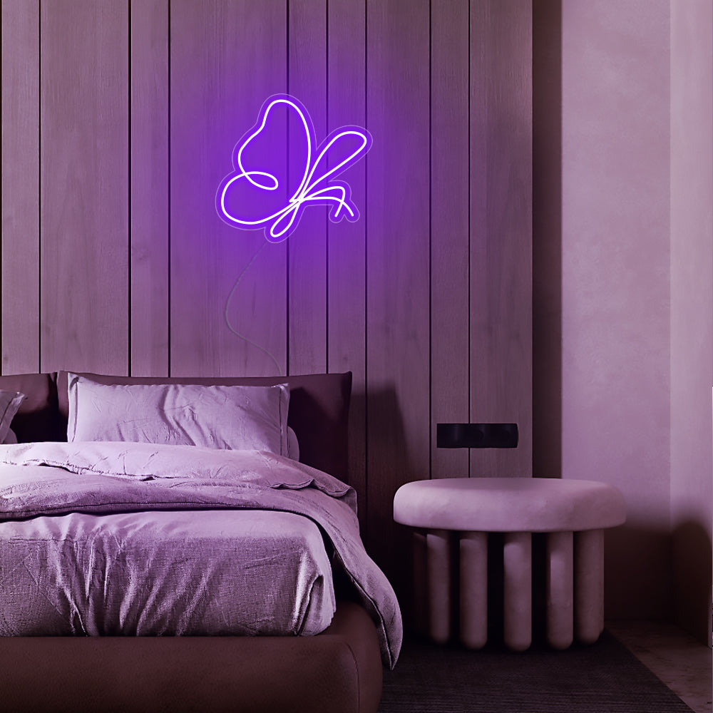Mini Flying Butterfly LED Neon Sign in Purple