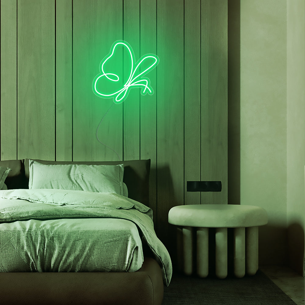 Mini Flying Butterfly LED Neon Sign in Green