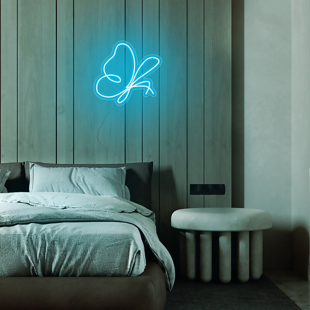 Mini Flying Butterfly LED Neon Sign in Ice Blue