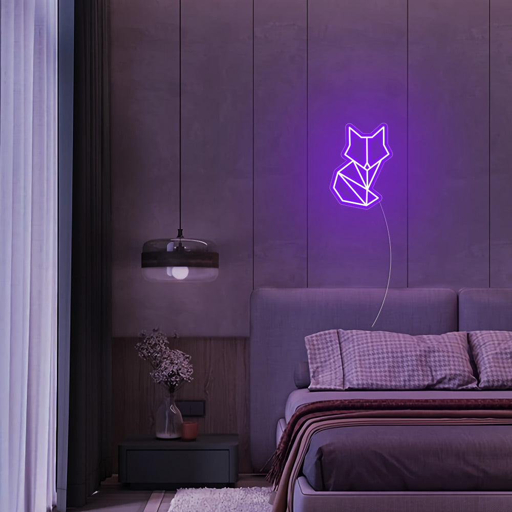 Mini Fox LED Neon Sign in Purple