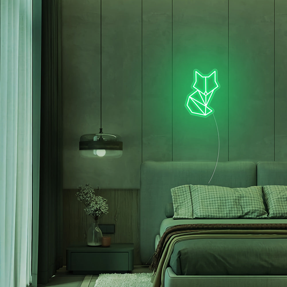 Mini Fox LED Neon Sign in Green
