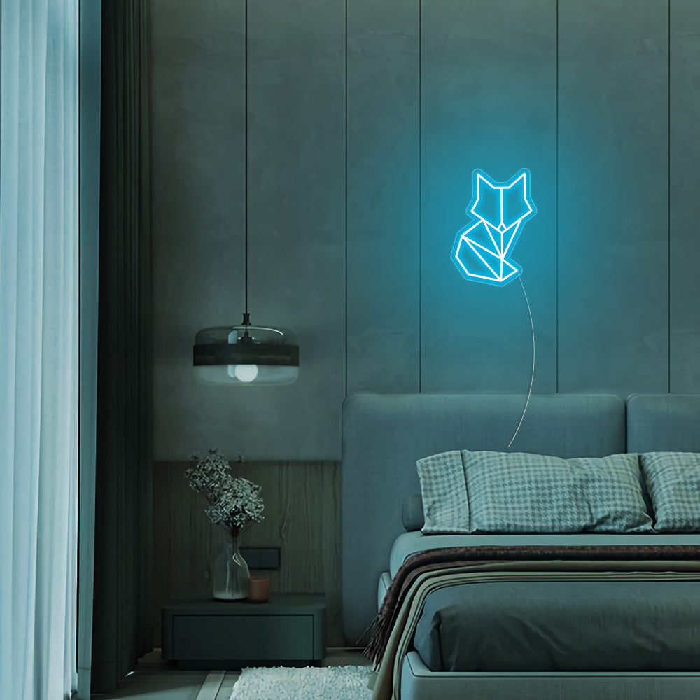 Mini Fox LED Neon Sign in Ice Blue