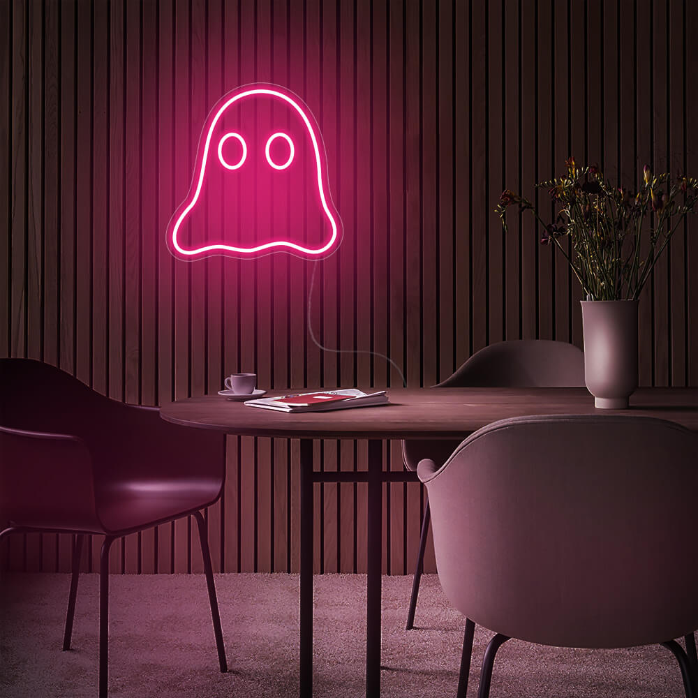 Mini Ghost LED Neon Sign in Hot Pink