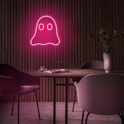 Mini Ghost LED Neon Sign in Hot Pink