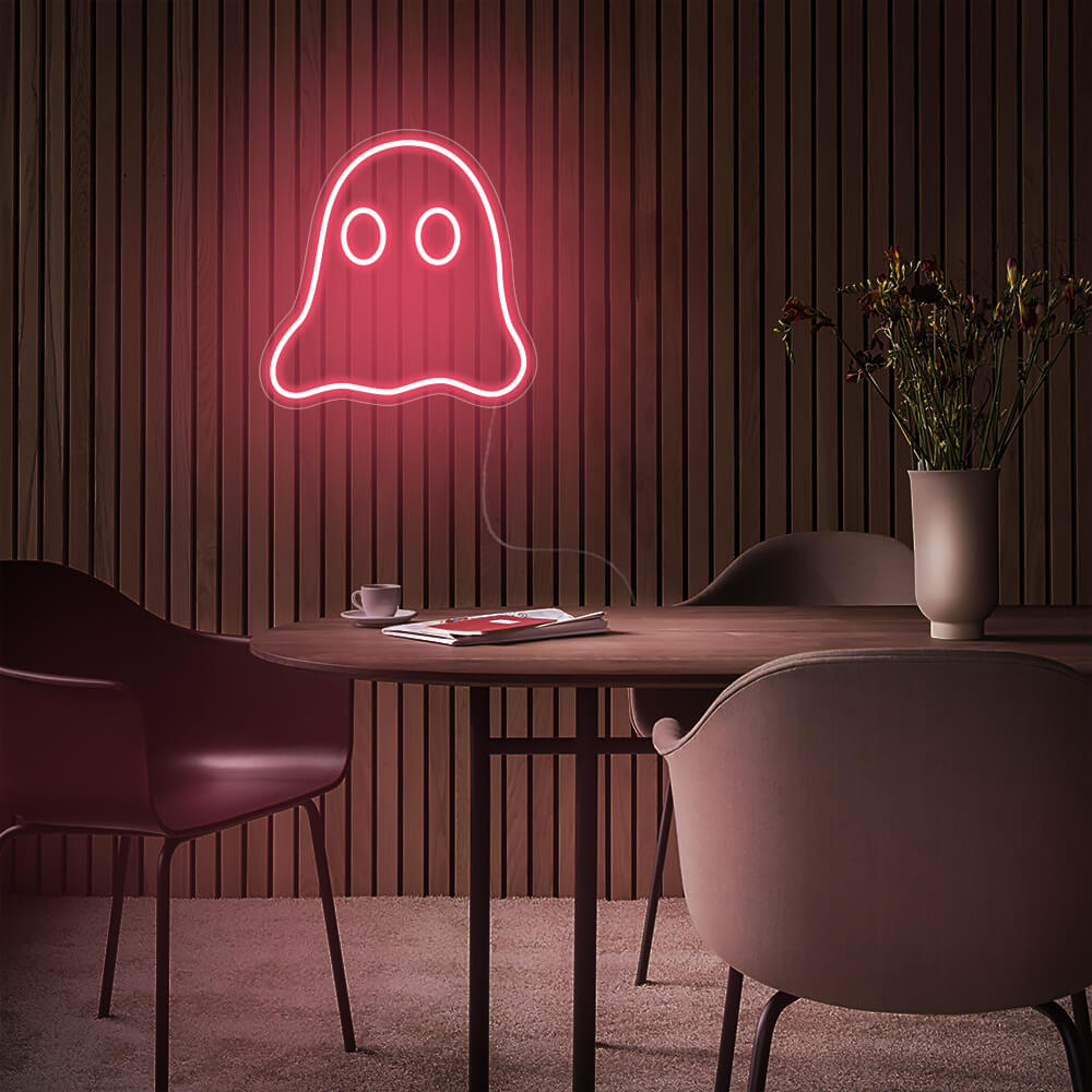Mini Ghost LED Neon Sign in Light Pink