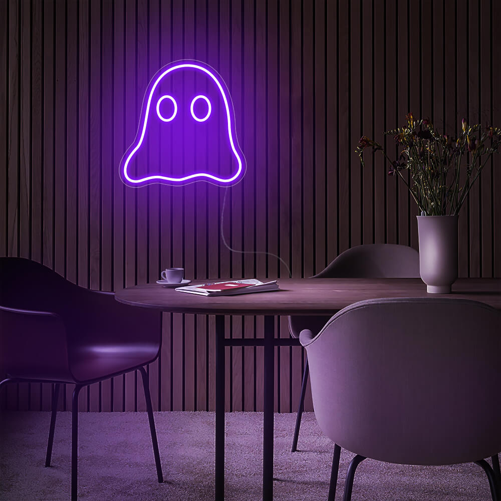 Mini Ghost LED Neon Sign in Purple