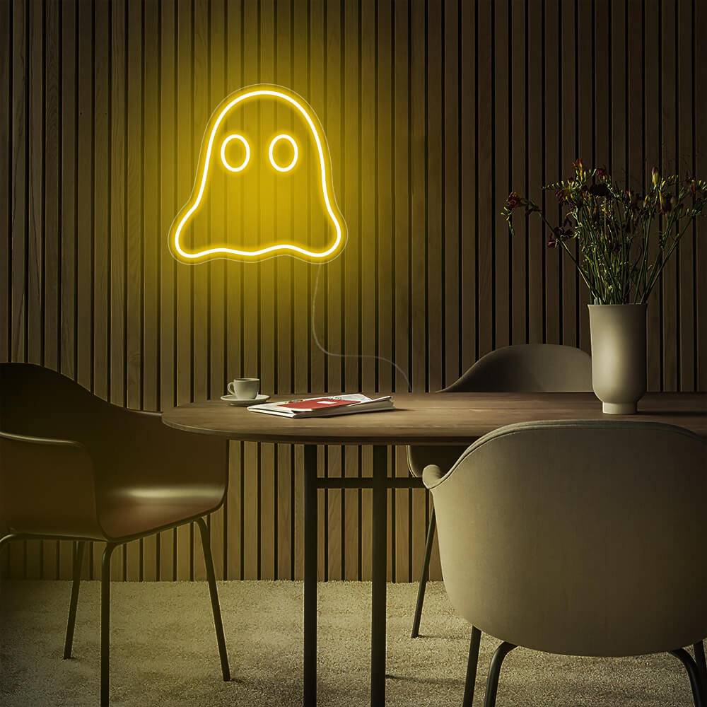 Mini Ghost LED Neon Sign in Yellow