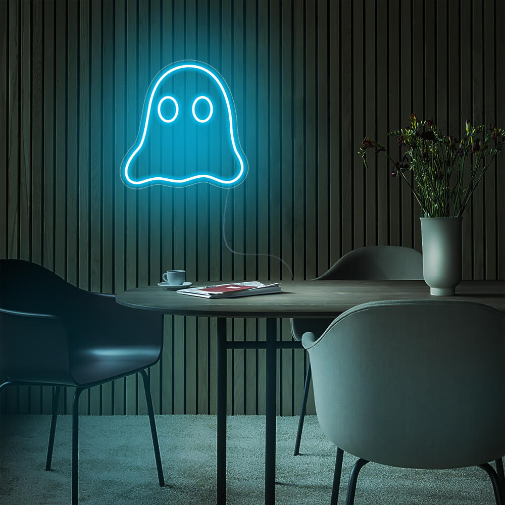 Mini Ghost LED Neon Sign in Ice Blue