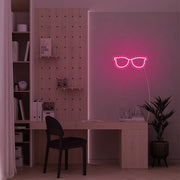 Mini Glasses LED Neon Sign in Hot Pink