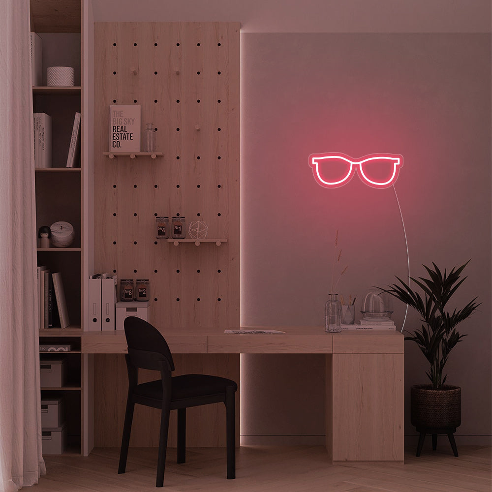 Mini Glasses LED Neon Sign in Light Pink