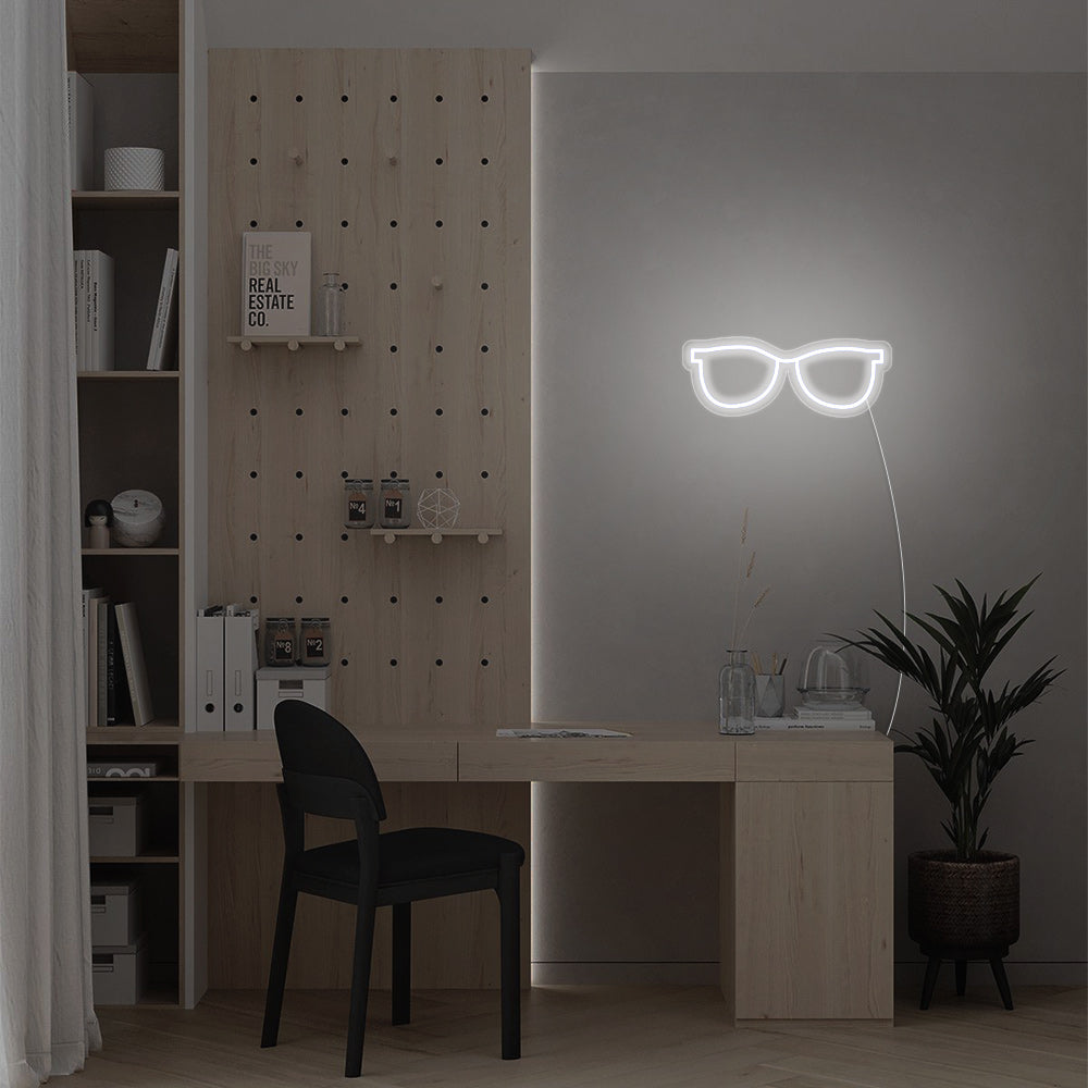 Mini Glasses LED Neon Sign in Cool White