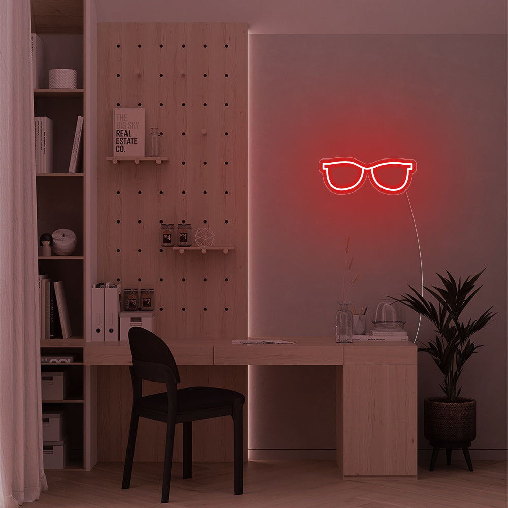Mini Glasses LED Neon Sign in Red