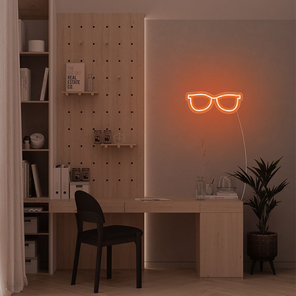 Mini Glasses LED Neon Sign in Orange