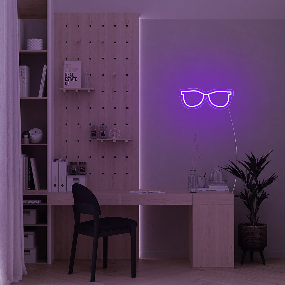 Mini Glasses LED Neon Sign in Purple